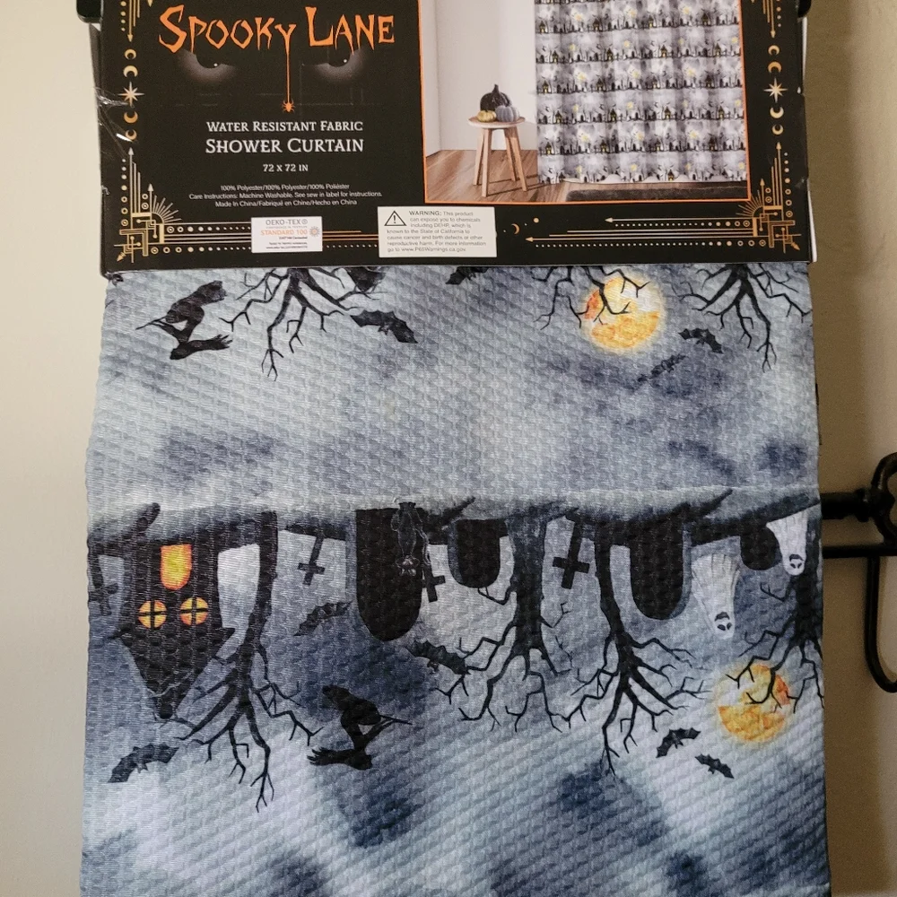 Halloween spookylane shower curtain